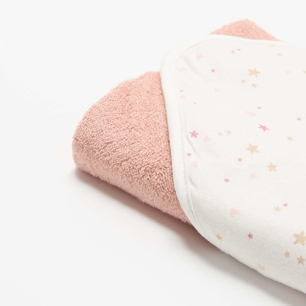 Printed jersey cotton and fleece blanket PINK