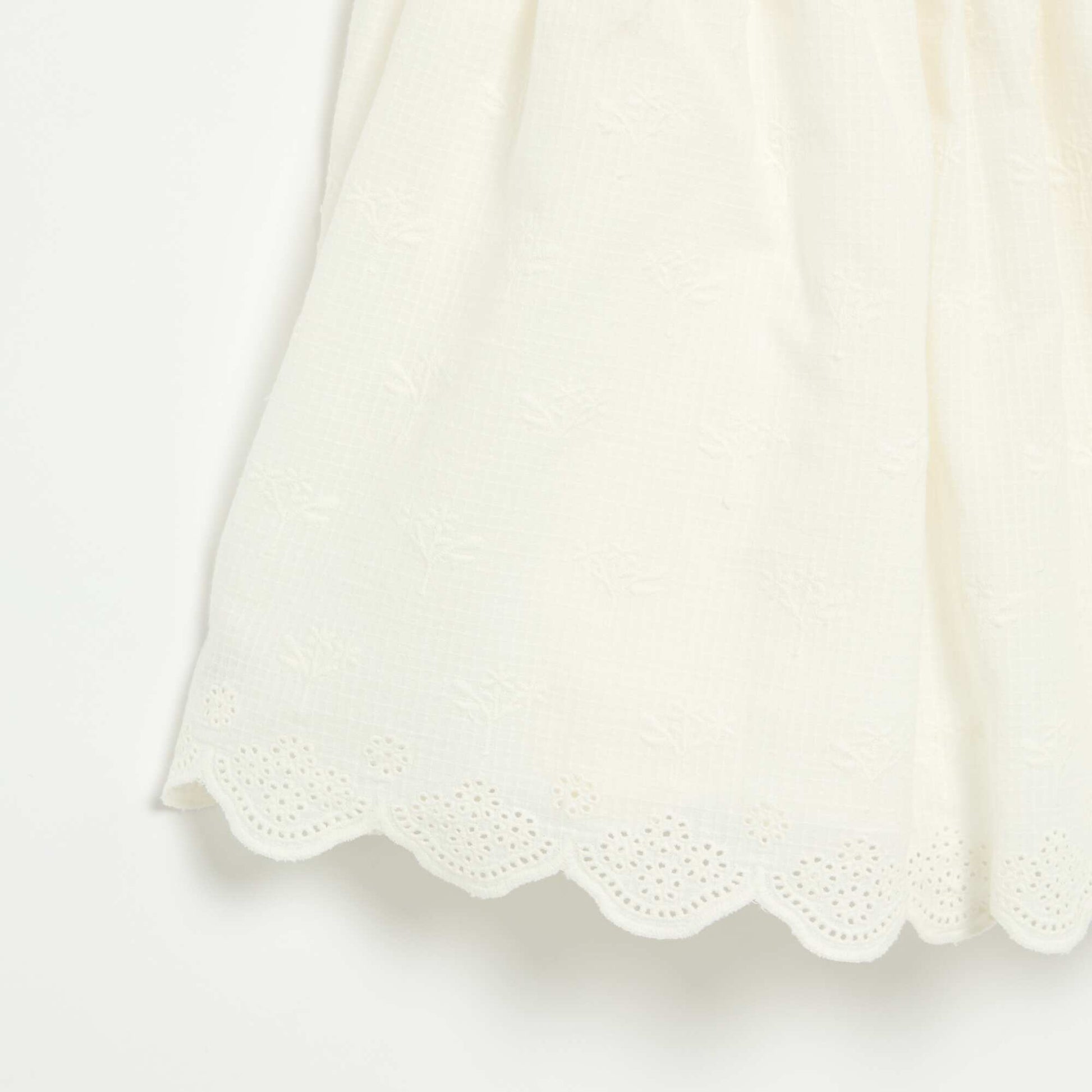 Embroidered Dress with Non-Adjustable Spaghetti Straps WHITE
