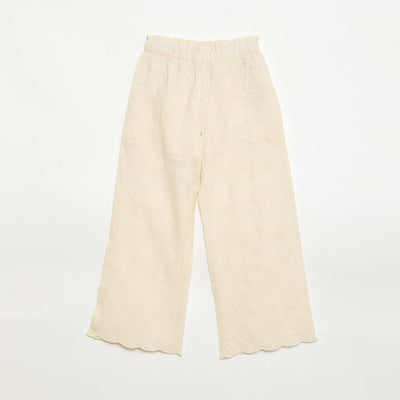 Embroidered Poplin Pants WHITE
