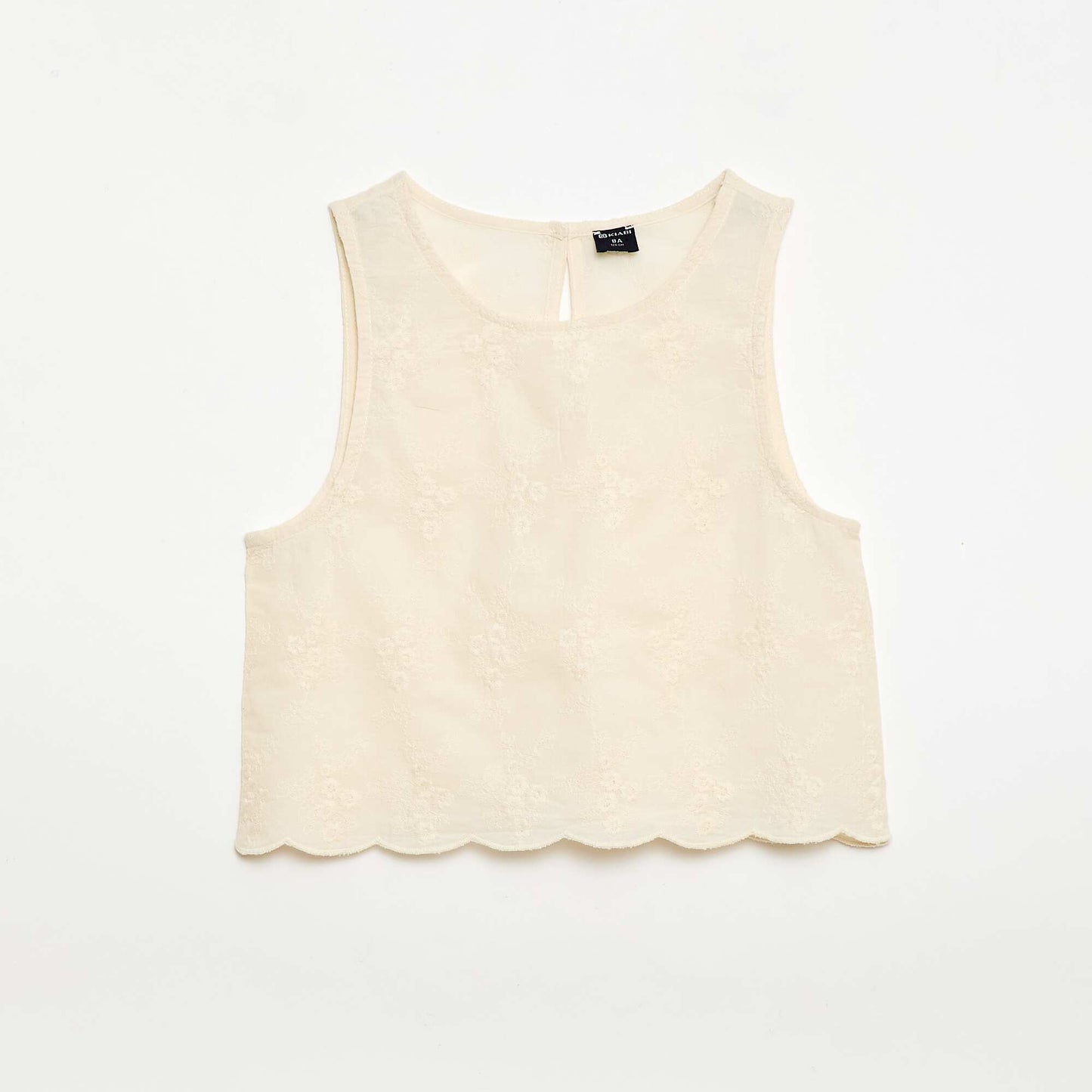 All-Over Embroidered Sleeveless Top WHITE