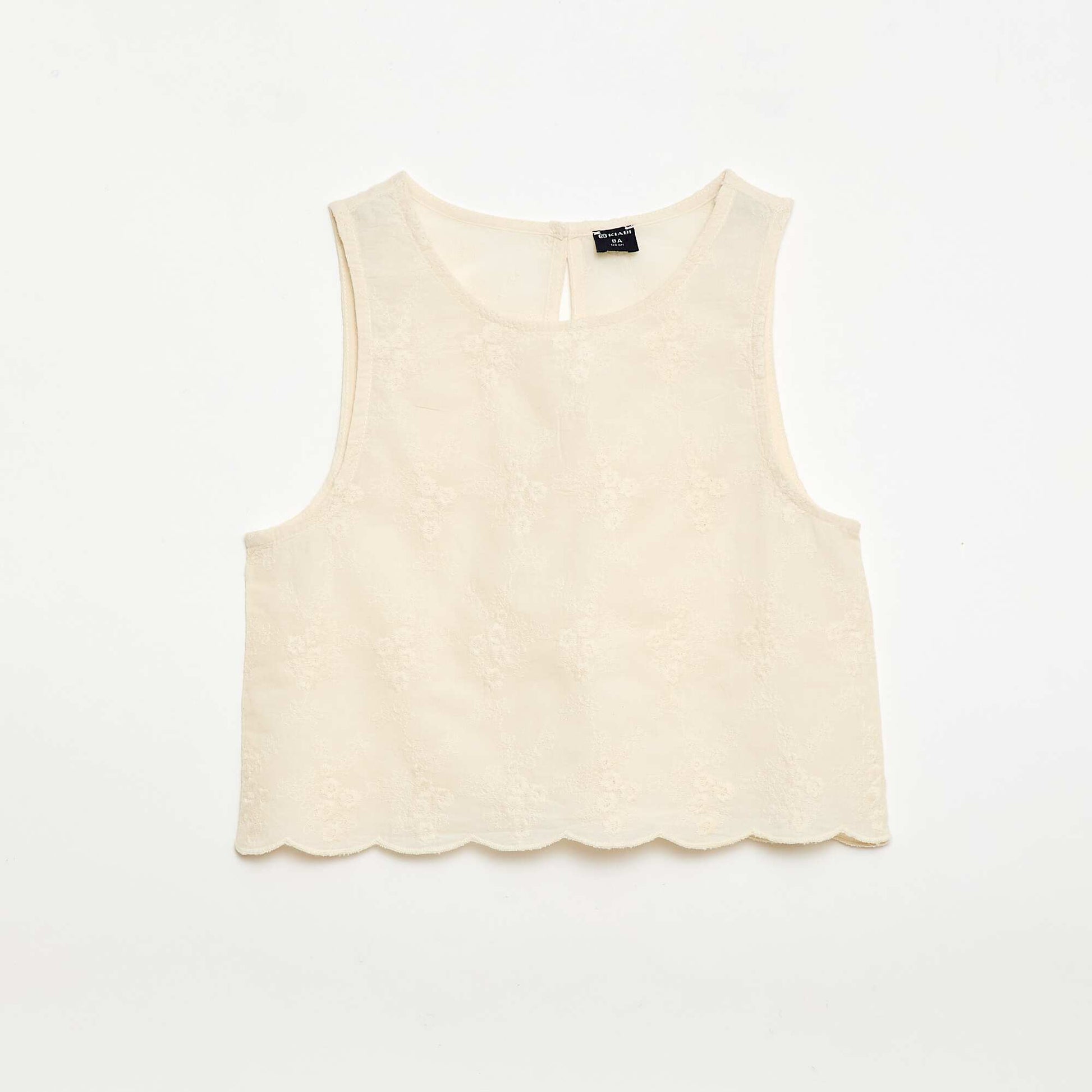 All-Over Embroidered Sleeveless Top WHITE