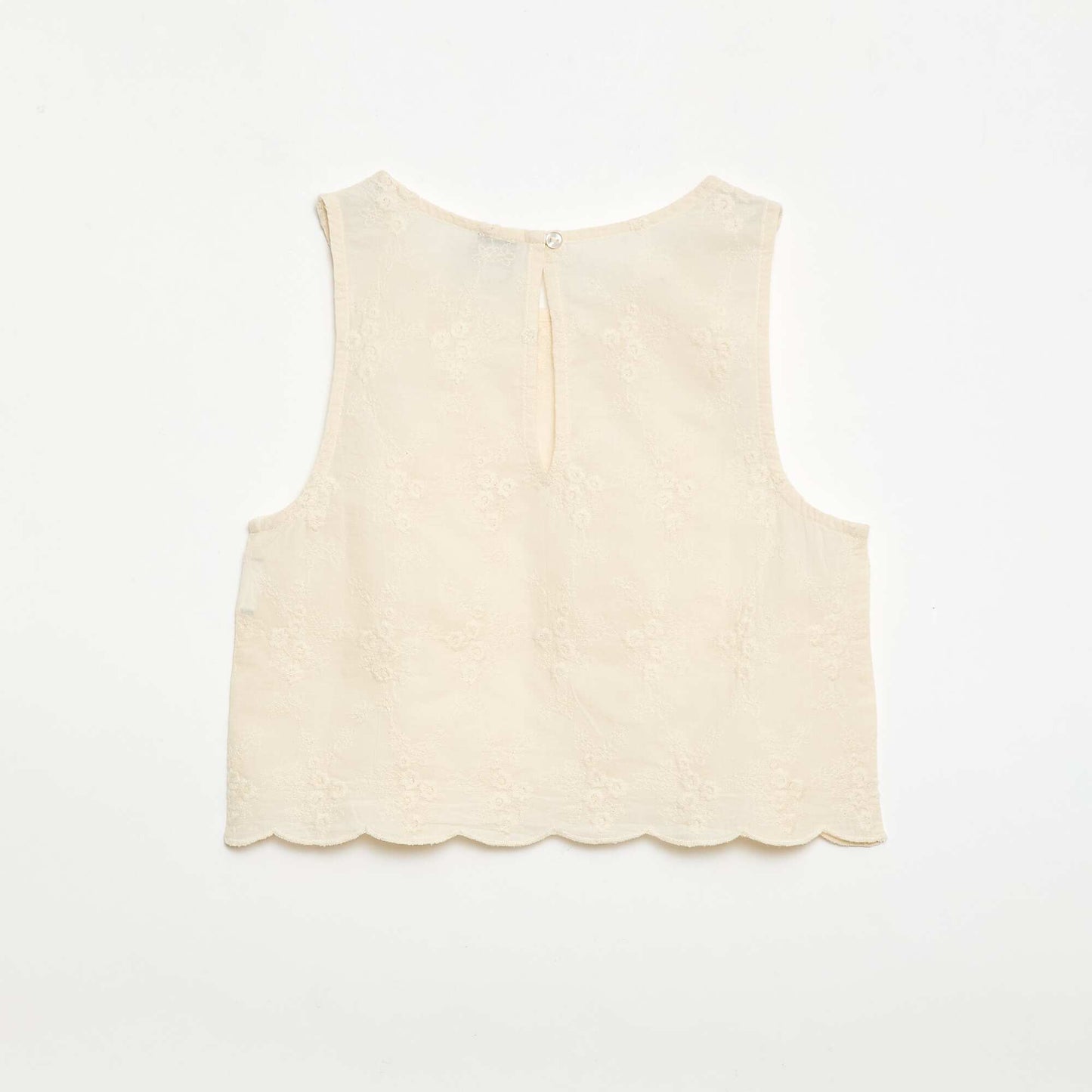 All-Over Embroidered Sleeveless Top WHITE