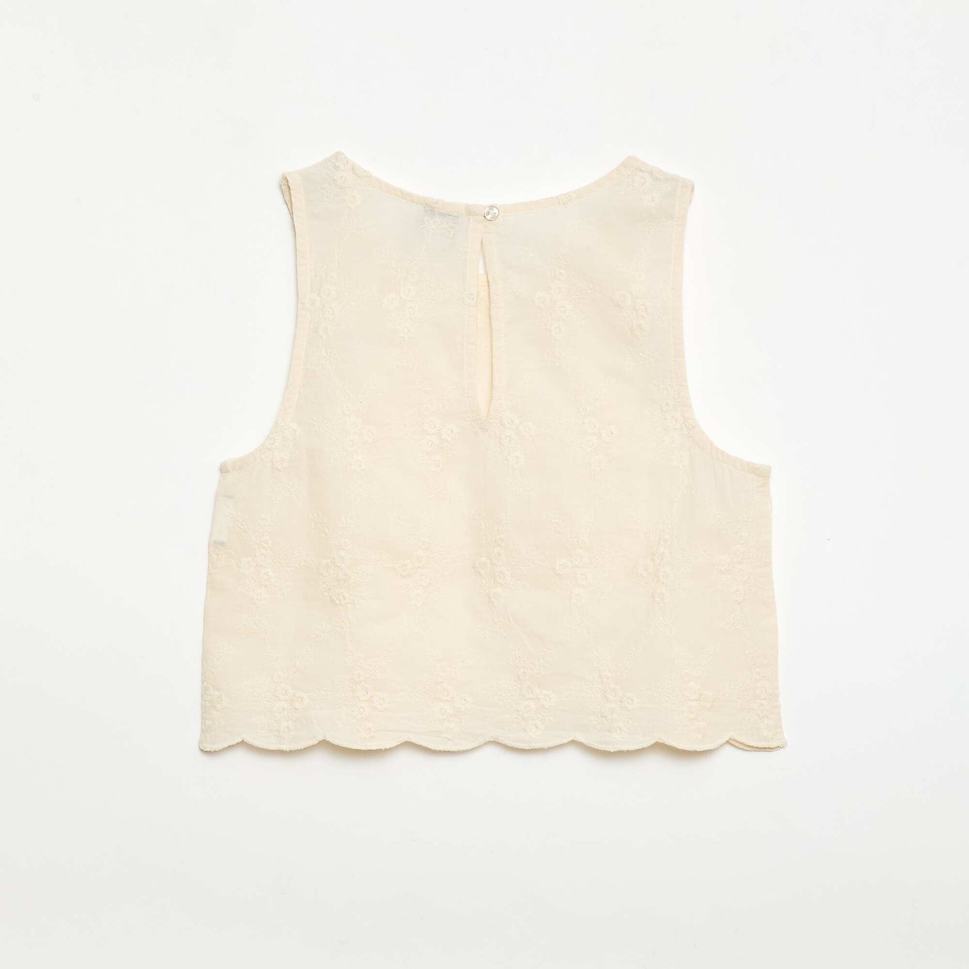 All-Over Embroidered Sleeveless Top WHITE