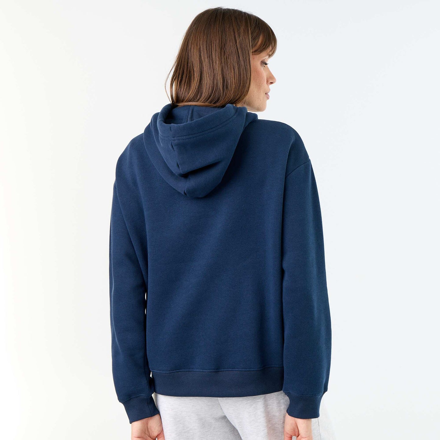 Plain hooded sweatshirt with kangaroo pocket BLUE