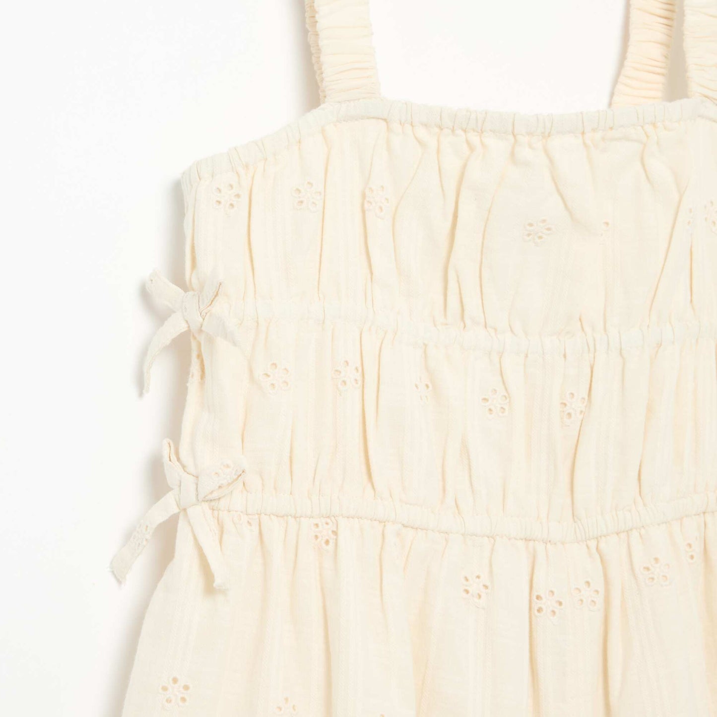 Thin-strap dress with all-over embroidery WHITE