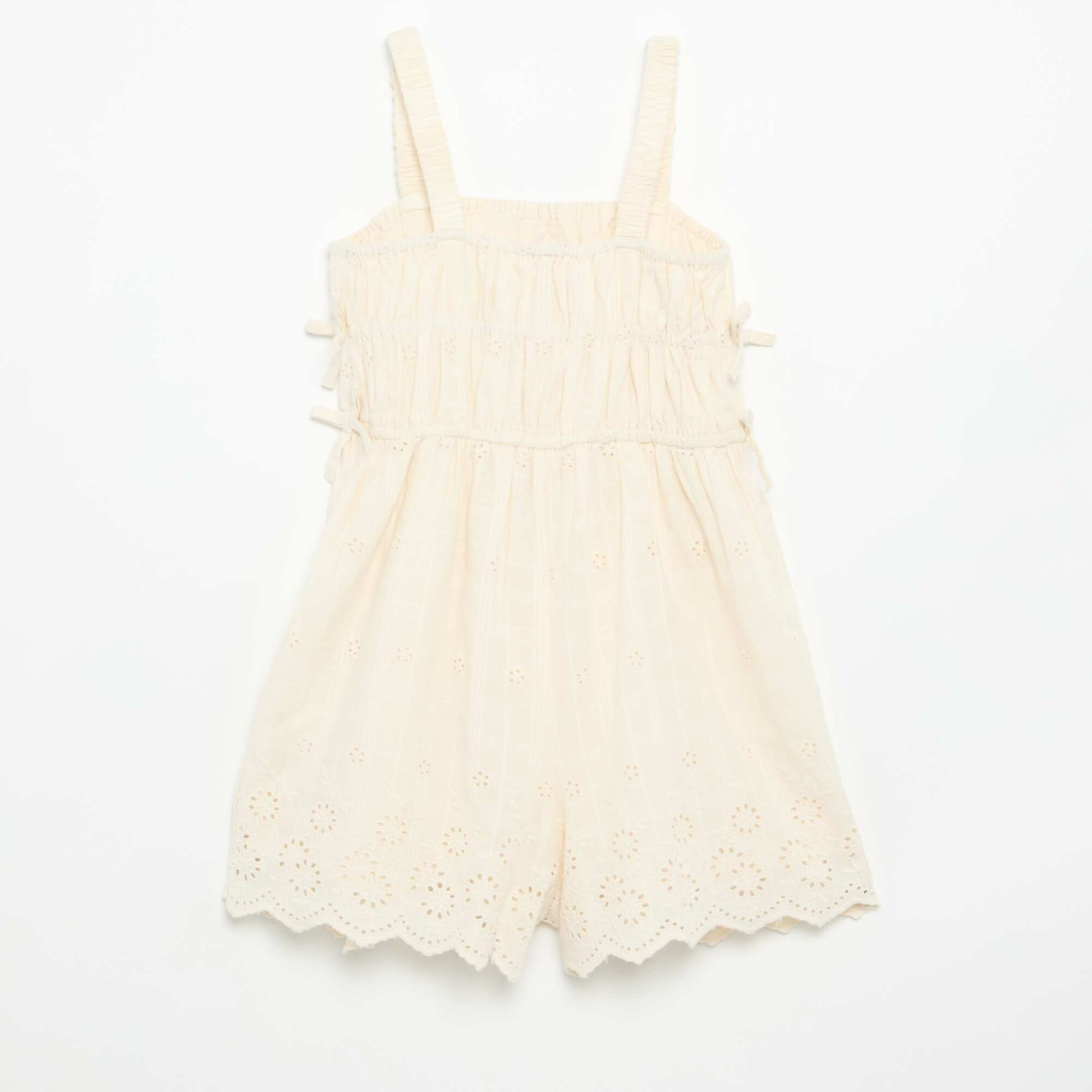 Thin-strap dress with all-over embroidery WHITE