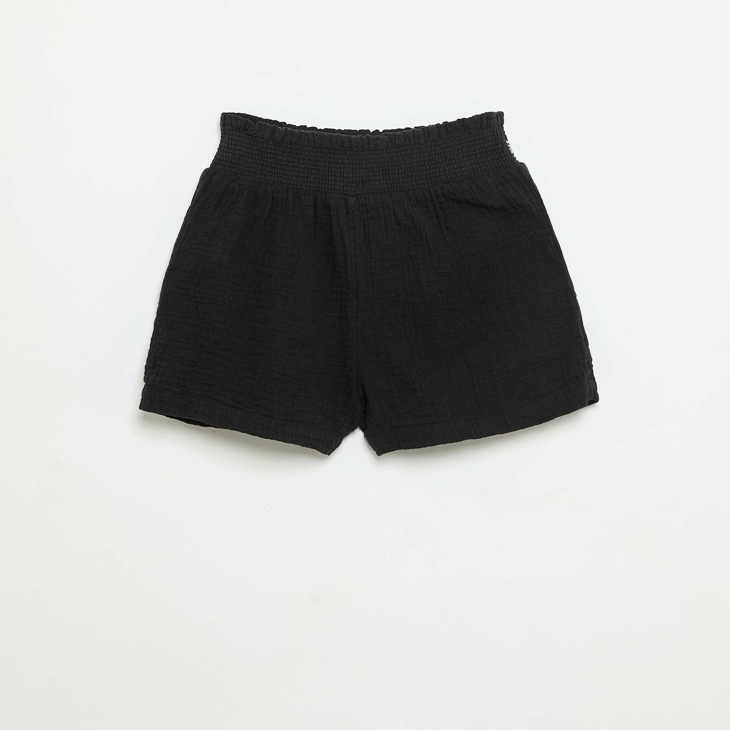 Embroidered Cotton Gauze Shorts BLACK