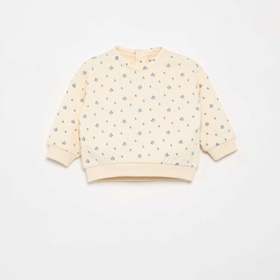 Patterned Fleece Sweatshirt WHITE