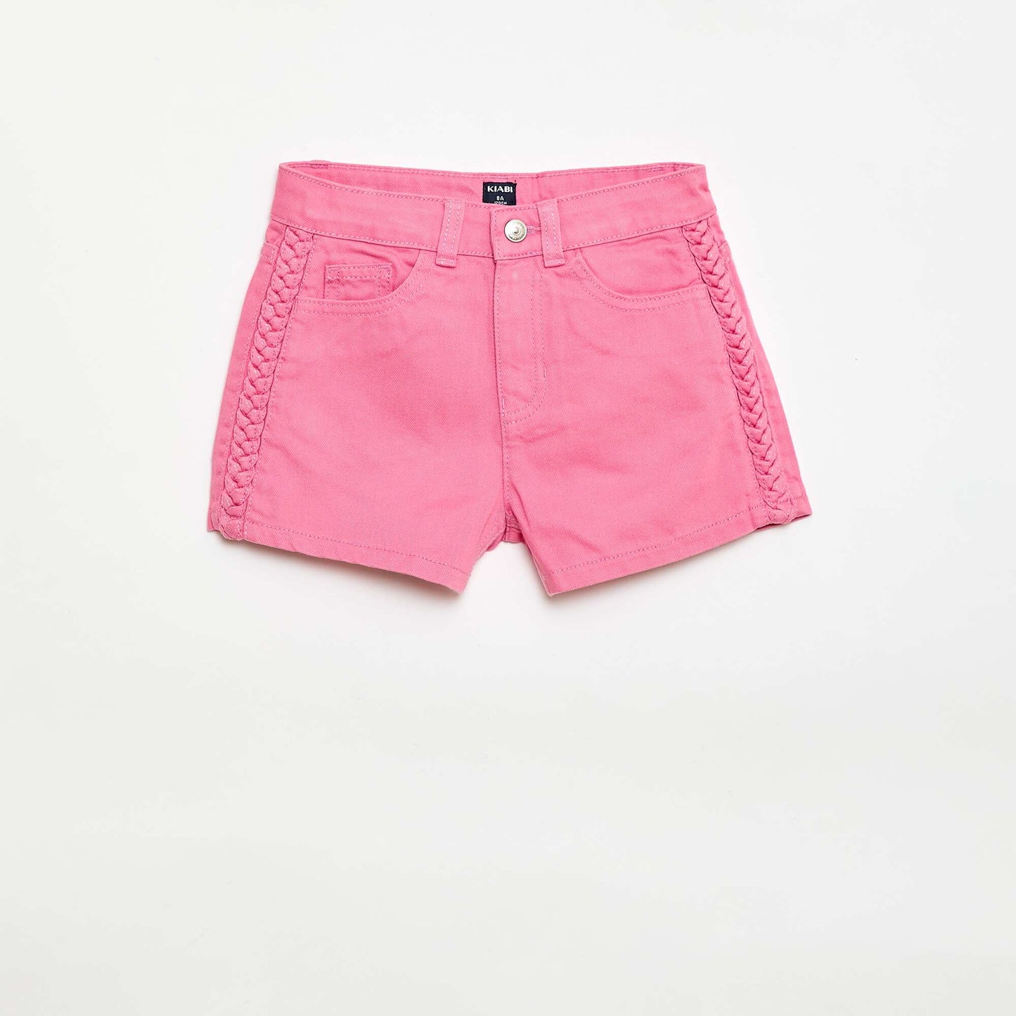 Plain 5-pocket denim Bermuda shorts PINK