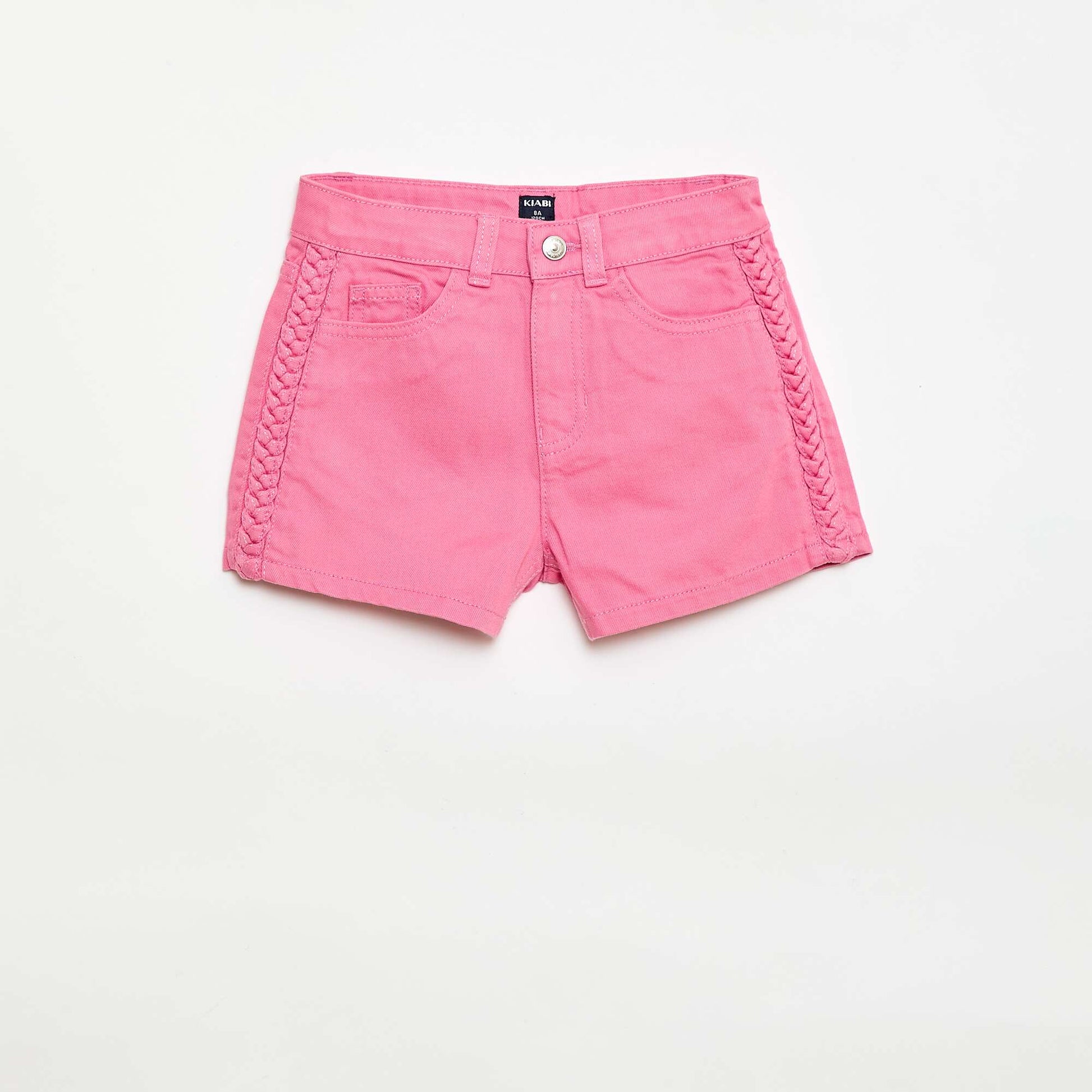 Plain 5-pocket denim Bermuda shorts PINK