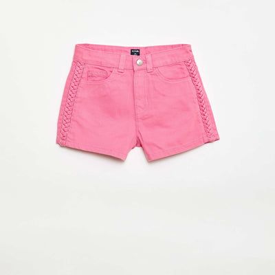 Plain 5-pocket denim Bermuda shorts PINK