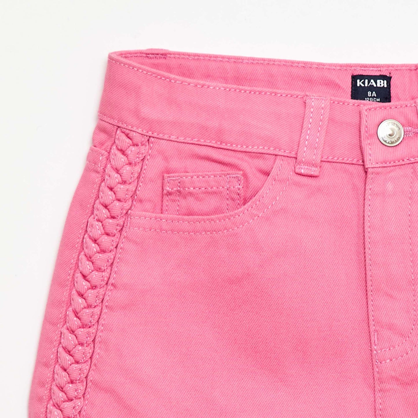 Plain 5-pocket denim Bermuda shorts PINK