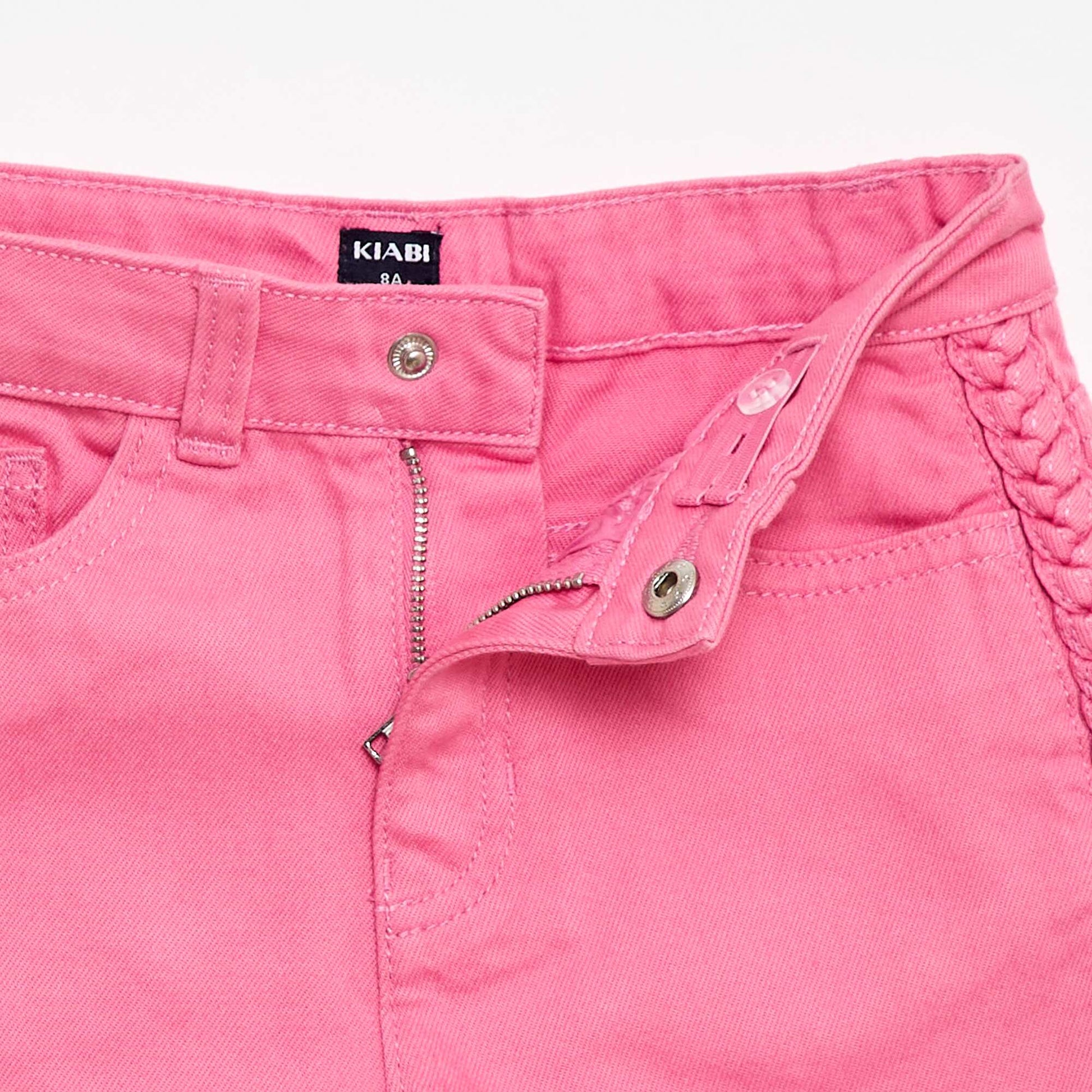 Plain 5-pocket denim Bermuda shorts PINK