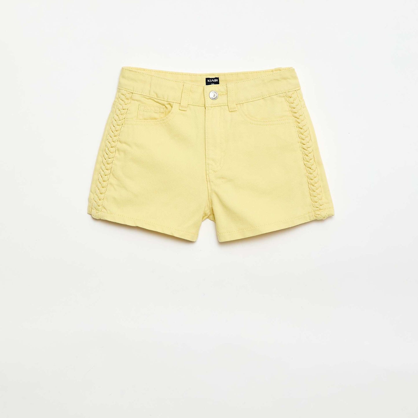Plain 5-pocket denim Bermuda shorts YELLOW