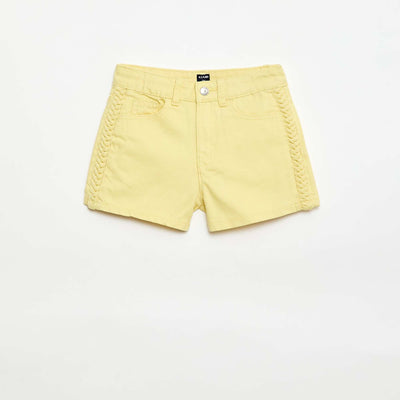 Plain 5-pocket denim Bermuda shorts YELLOW