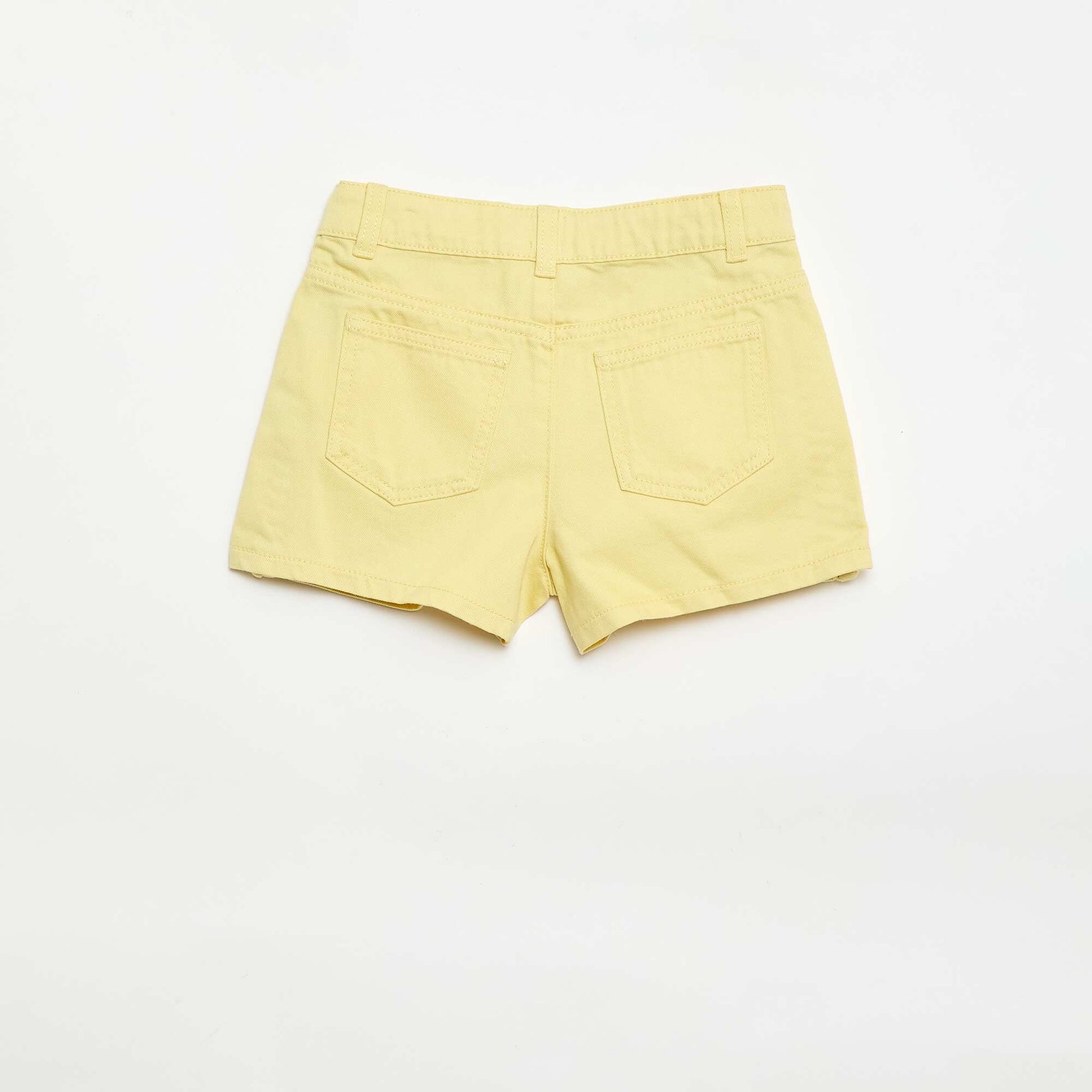 Plain 5-pocket denim Bermuda shorts YELLOW