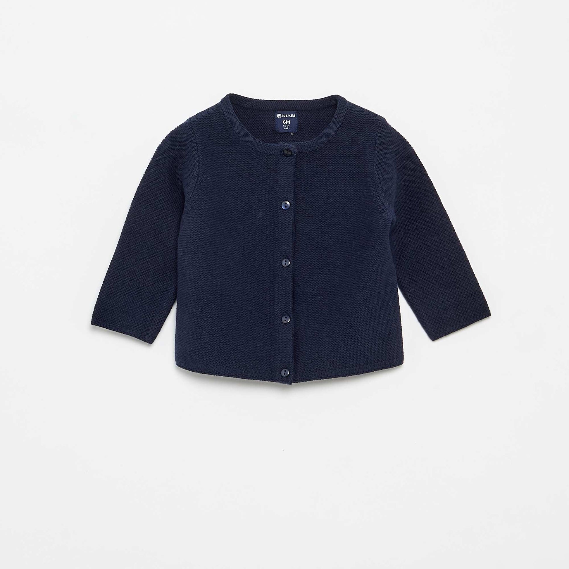 Plain Fine-Gauge Knit Cardigan BLUE