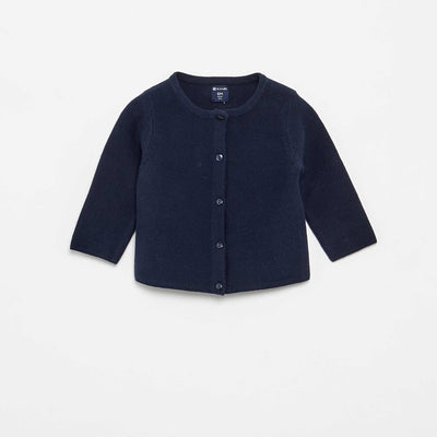 Plain Fine-Gauge Knit Cardigan BLUE