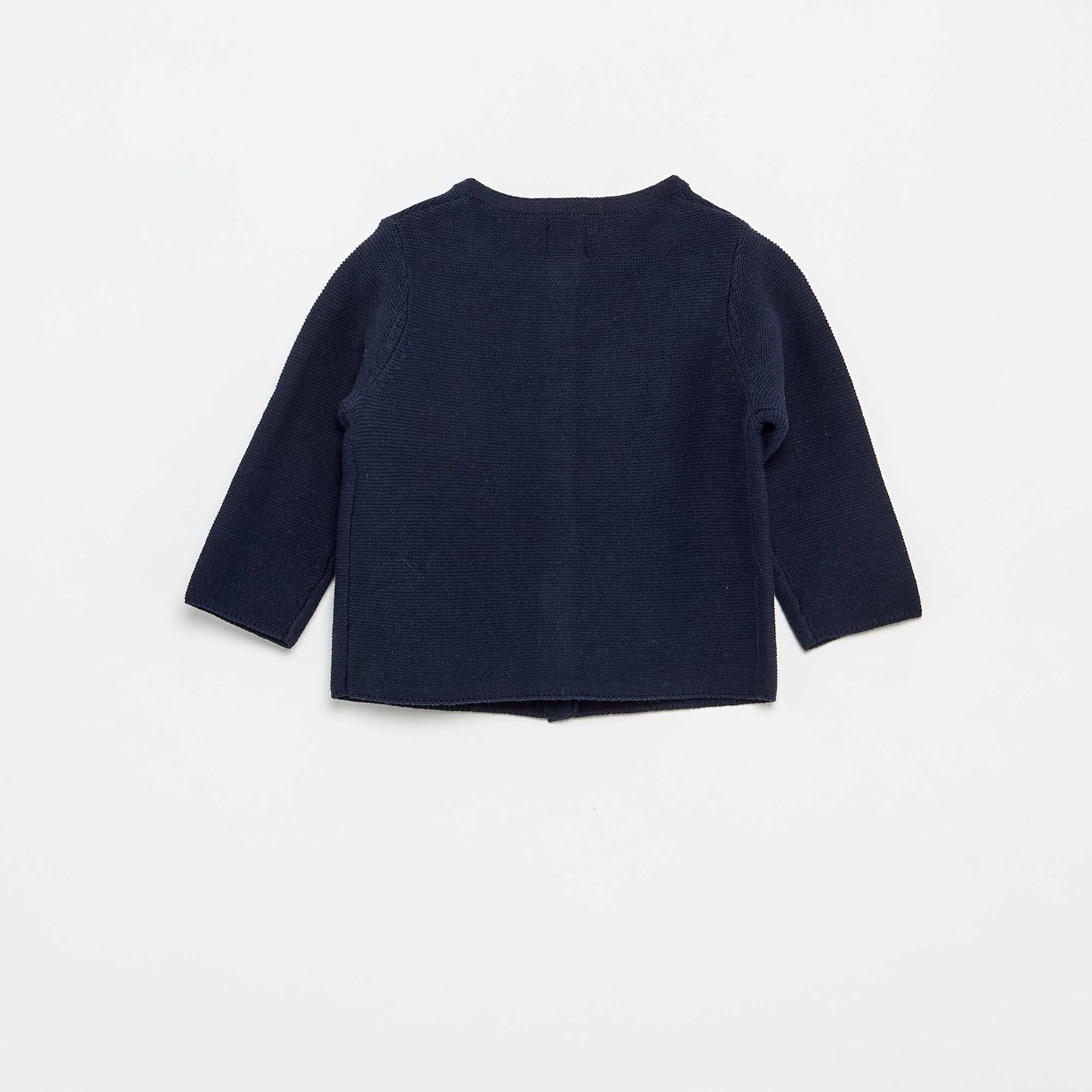 Plain Fine-Gauge Knit Cardigan BLUE