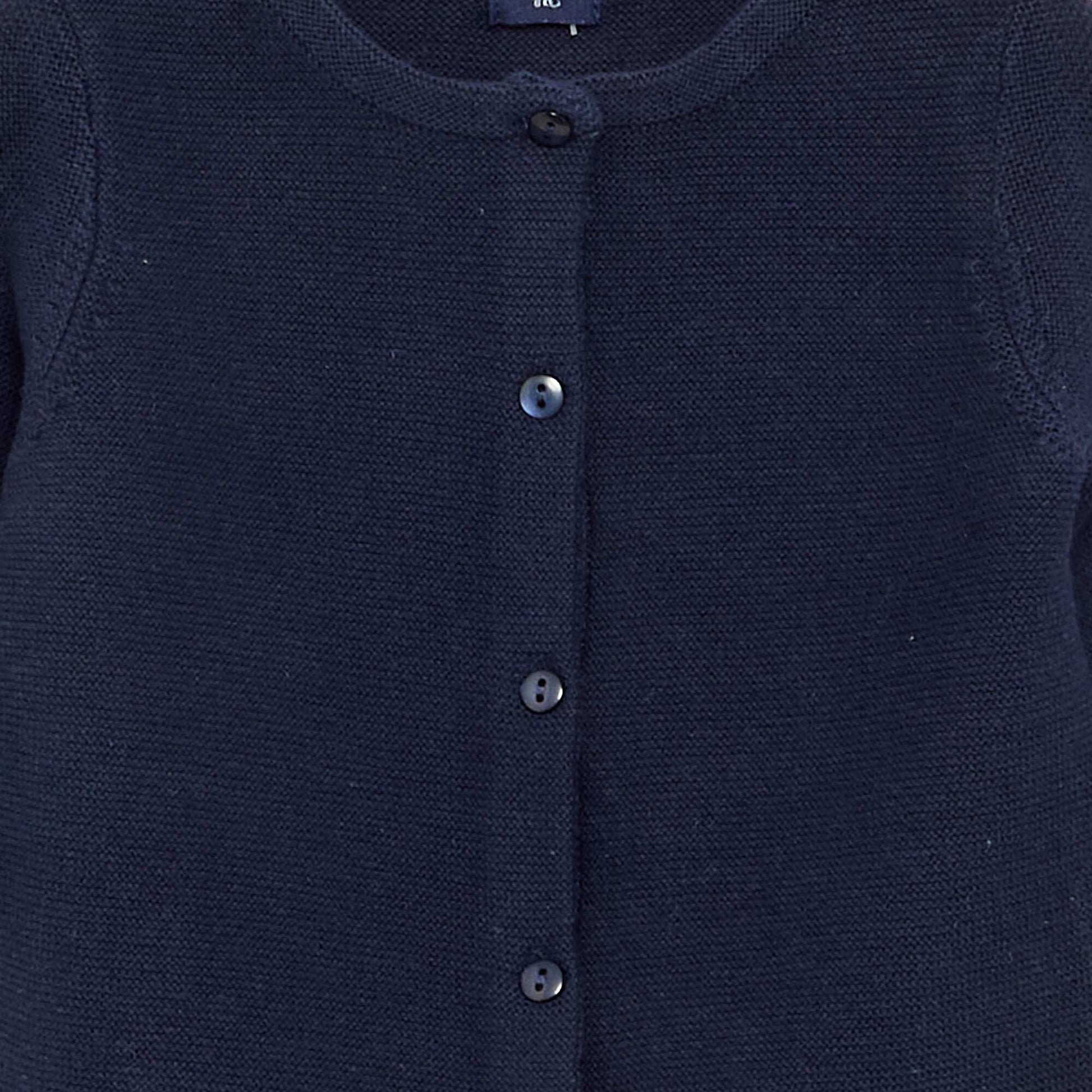 Plain Fine-Gauge Knit Cardigan BLUE