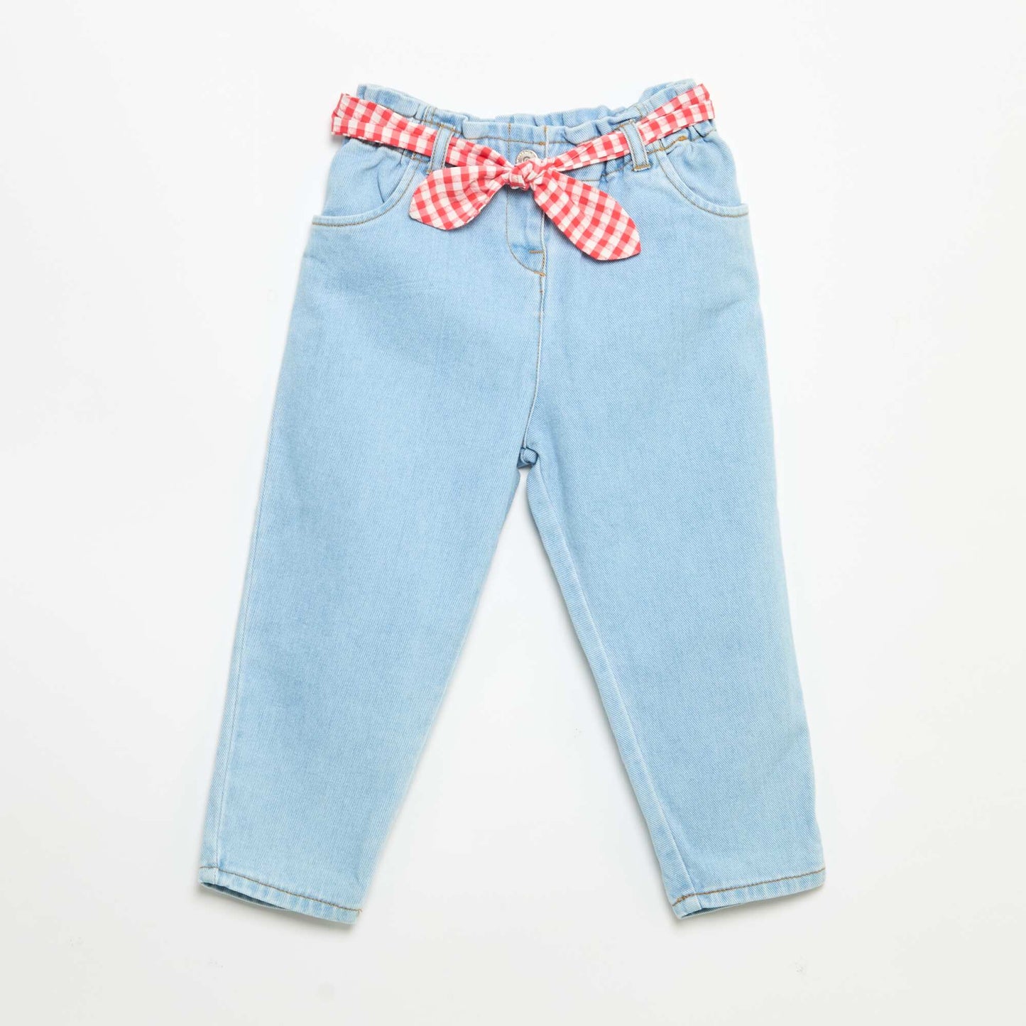 Denim Pants with Tie Belt WHITE