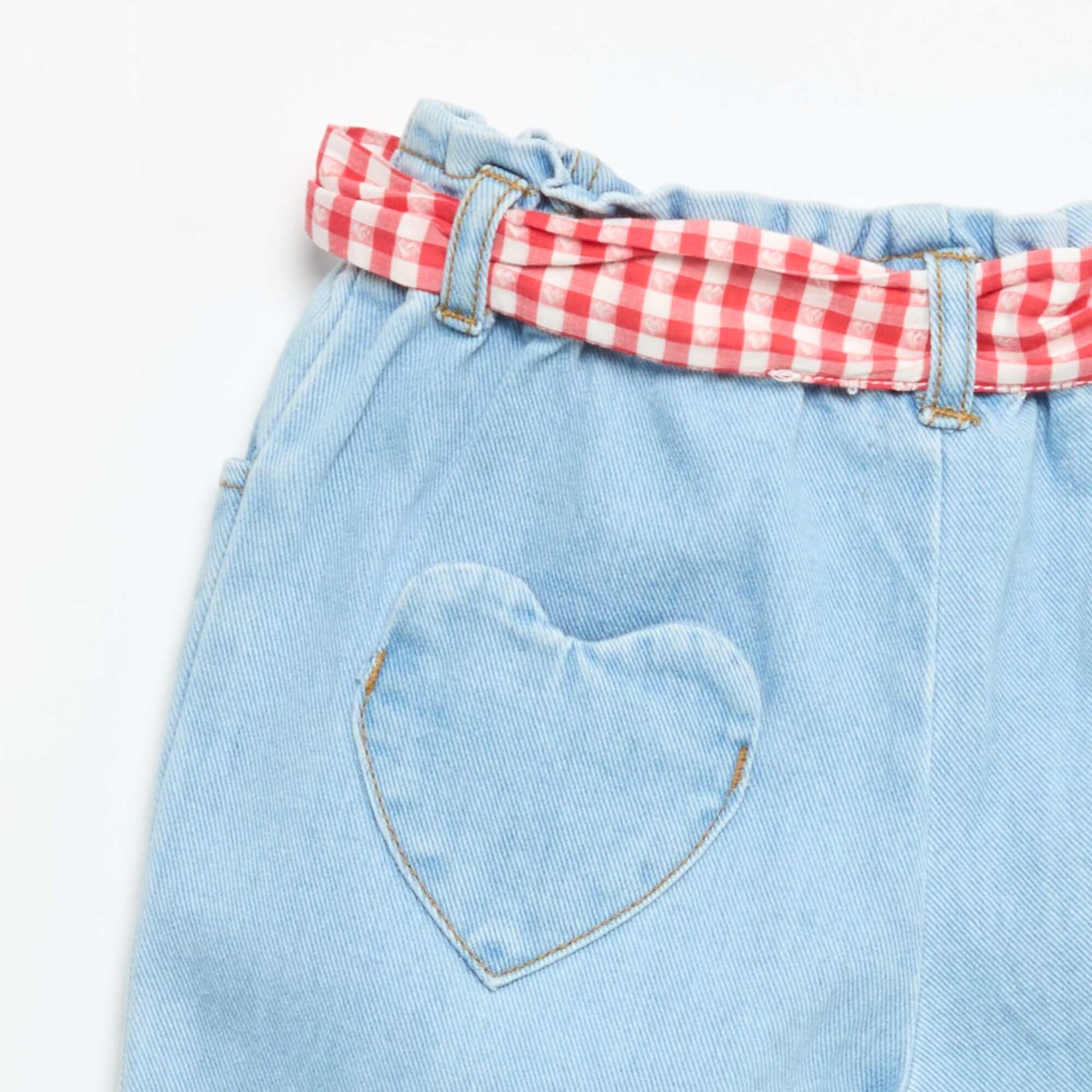 Denim Pants with Tie Belt WHITE