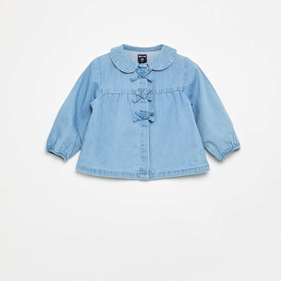 Long-sleeved denim blouse BLUE