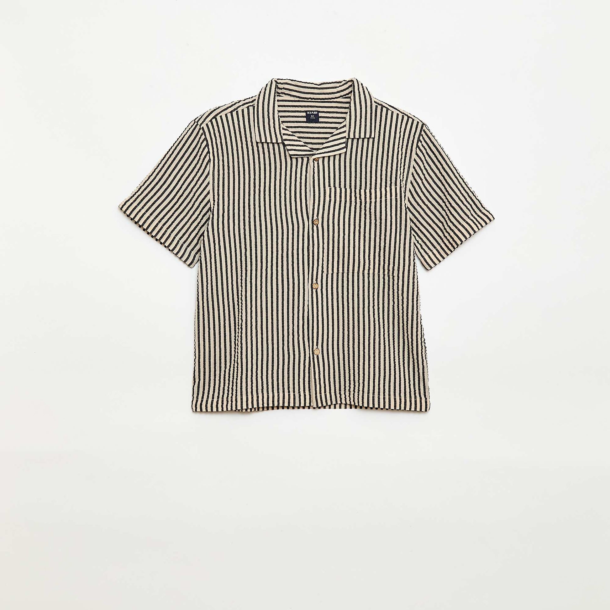 Crinkled Short-Sleeved Shirt BEIGE