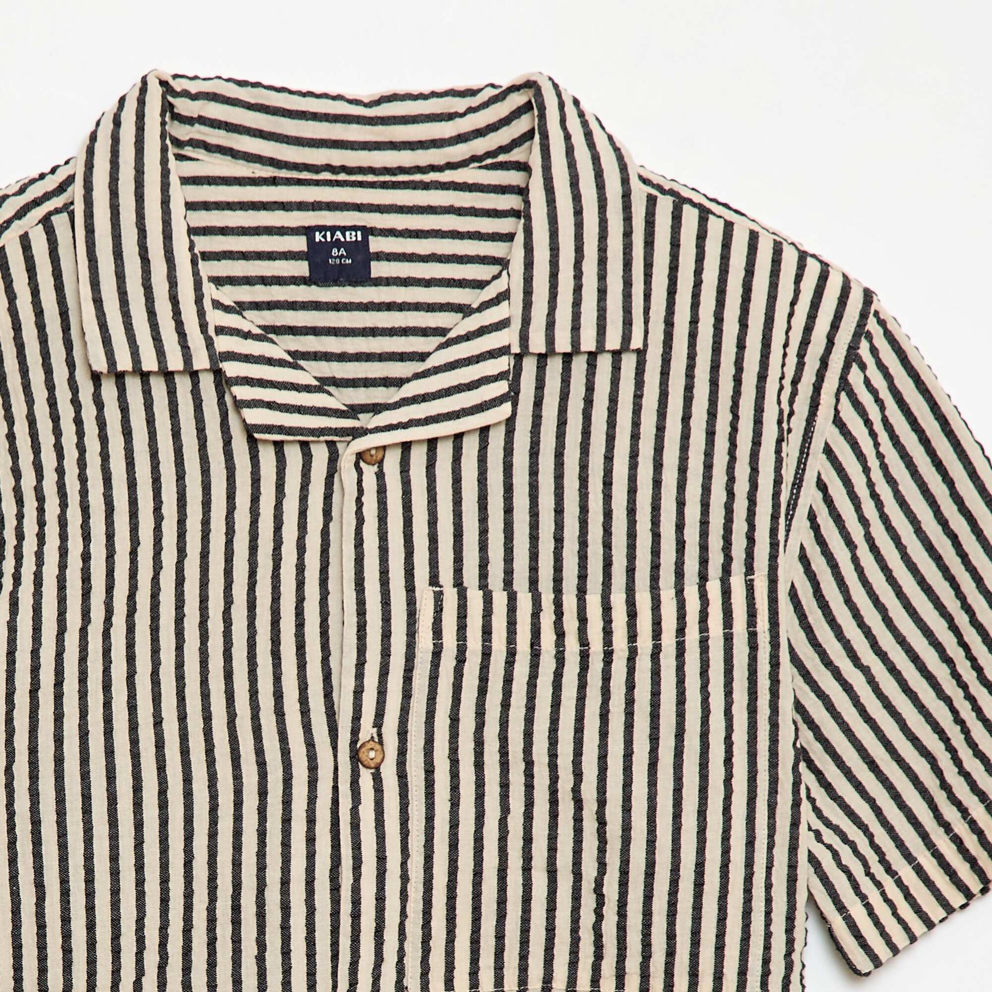 Crinkled Short-Sleeved Shirt BEIGE