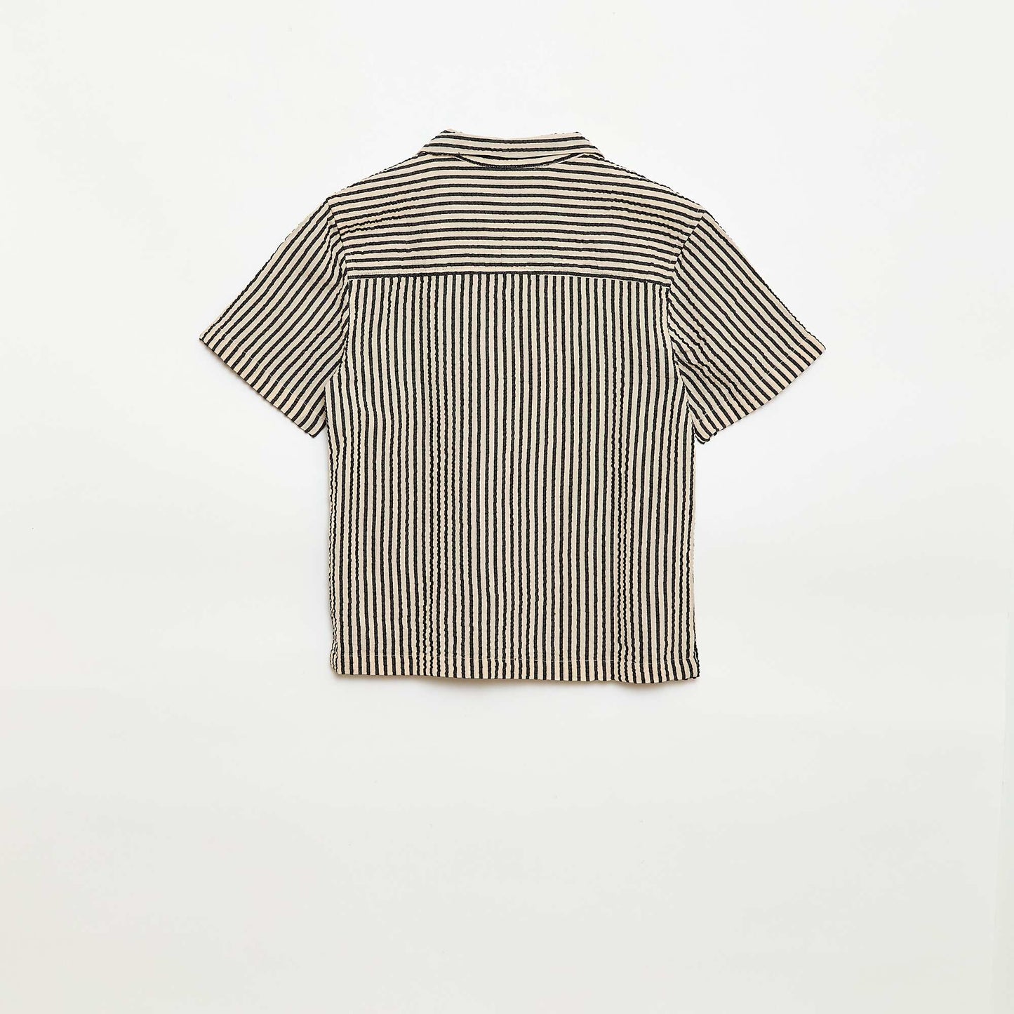 Crinkled Short-Sleeved Shirt BEIGE
