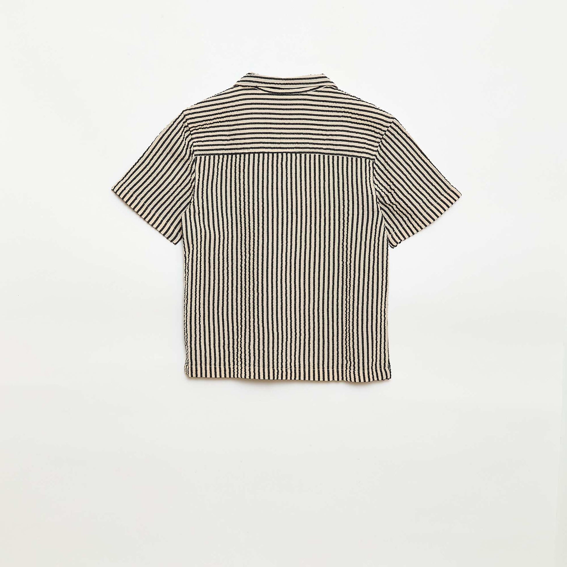 Crinkled Short-Sleeved Shirt BEIGE
