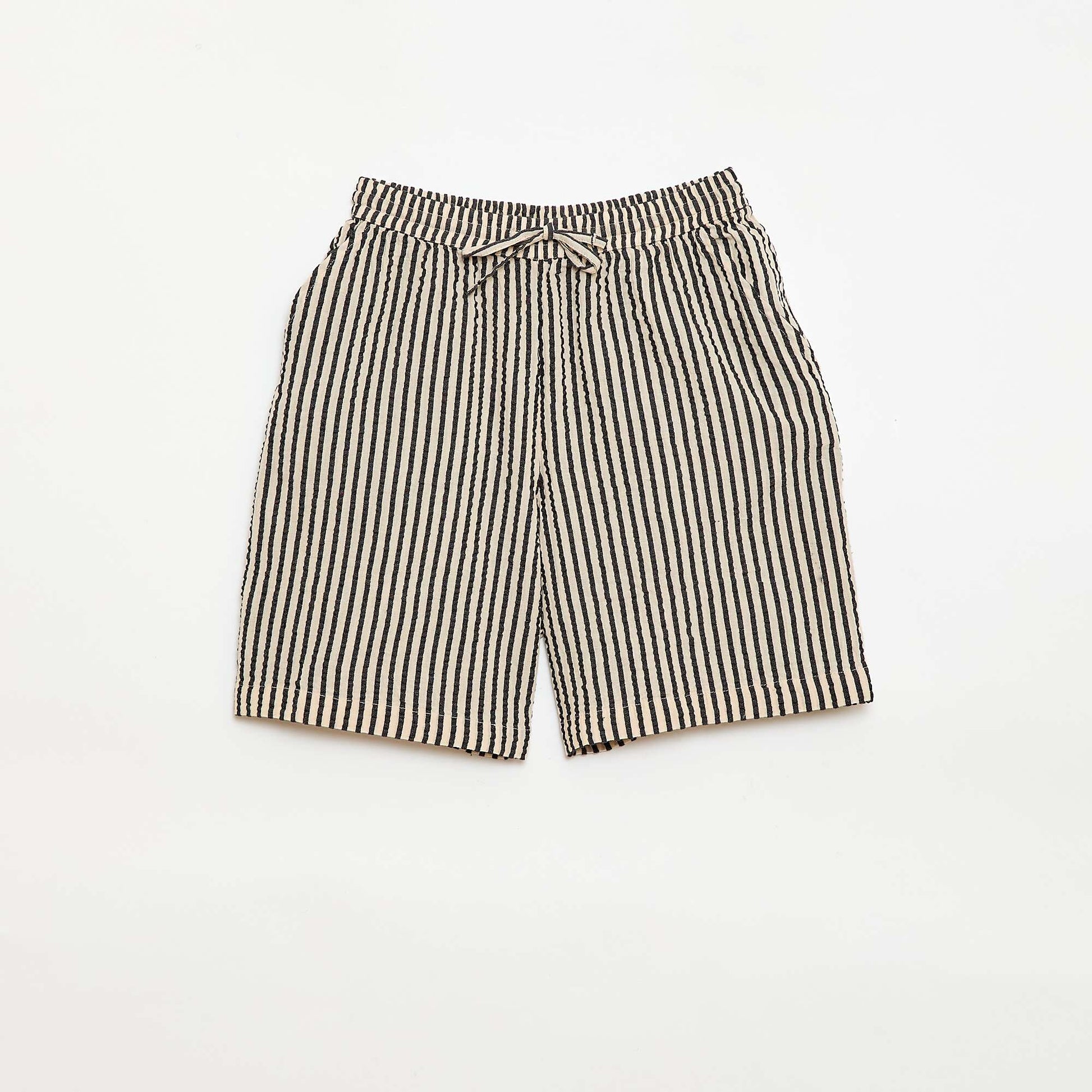 Striped shorts with drawstrings BEIGE