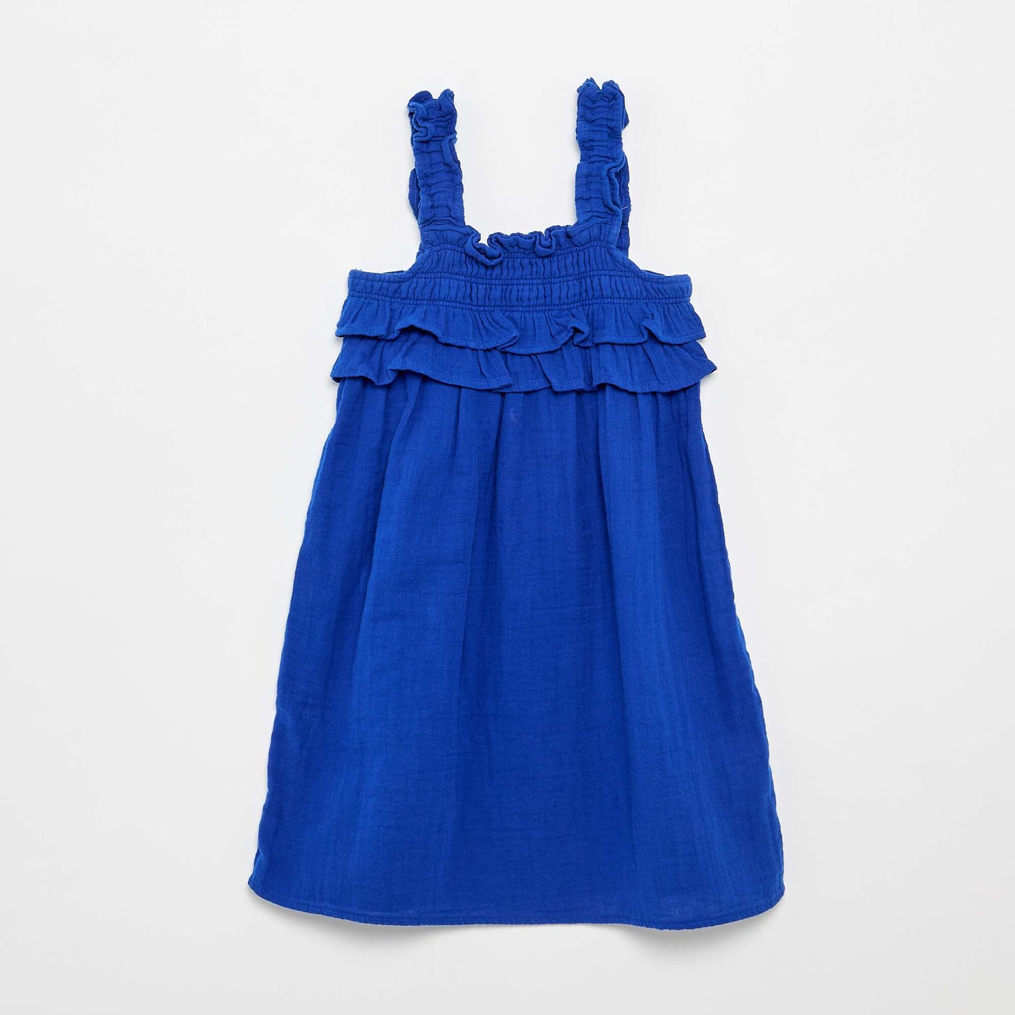 Ruffled Smocked Strappy Dress BLUE