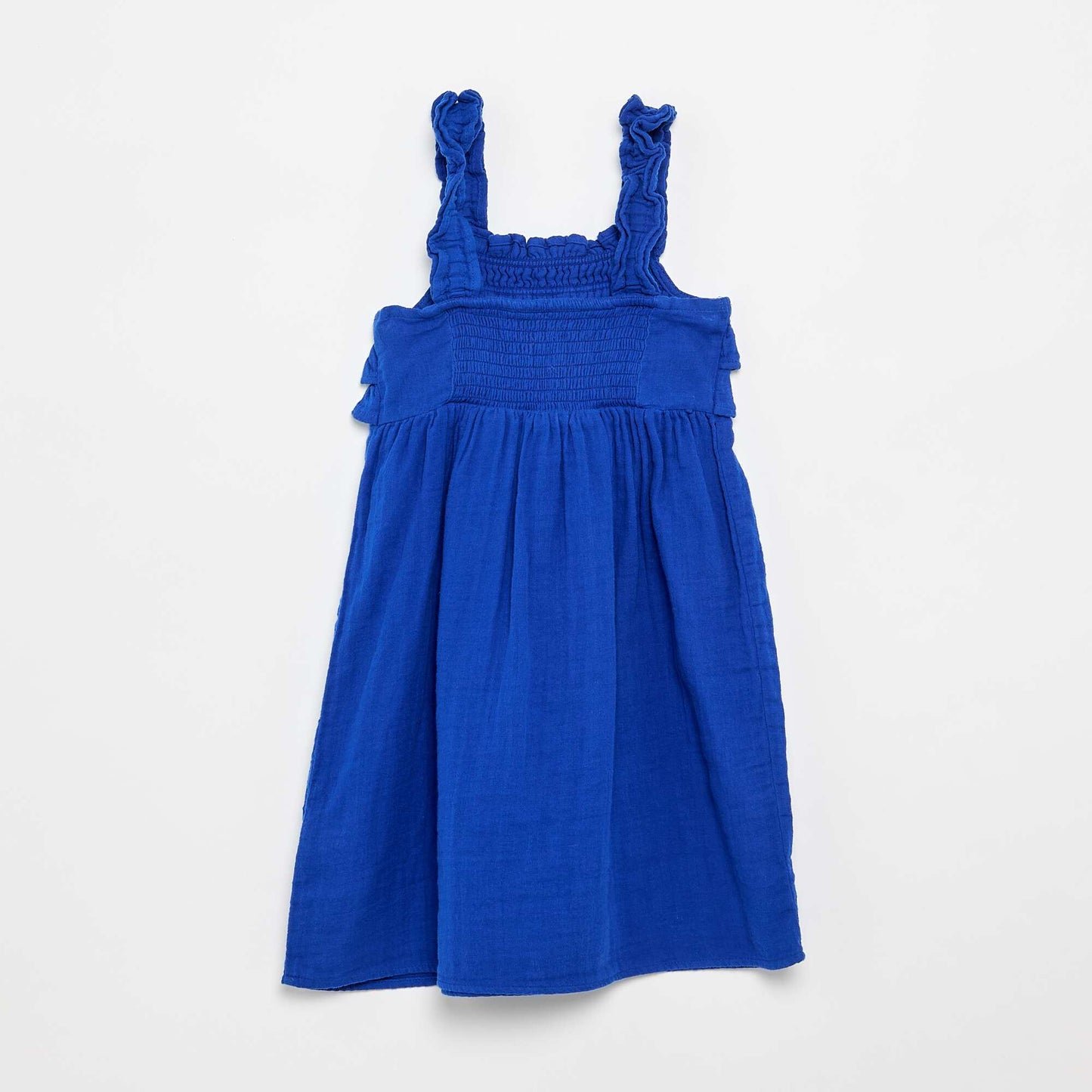 Ruffled Smocked Strappy Dress BLUE