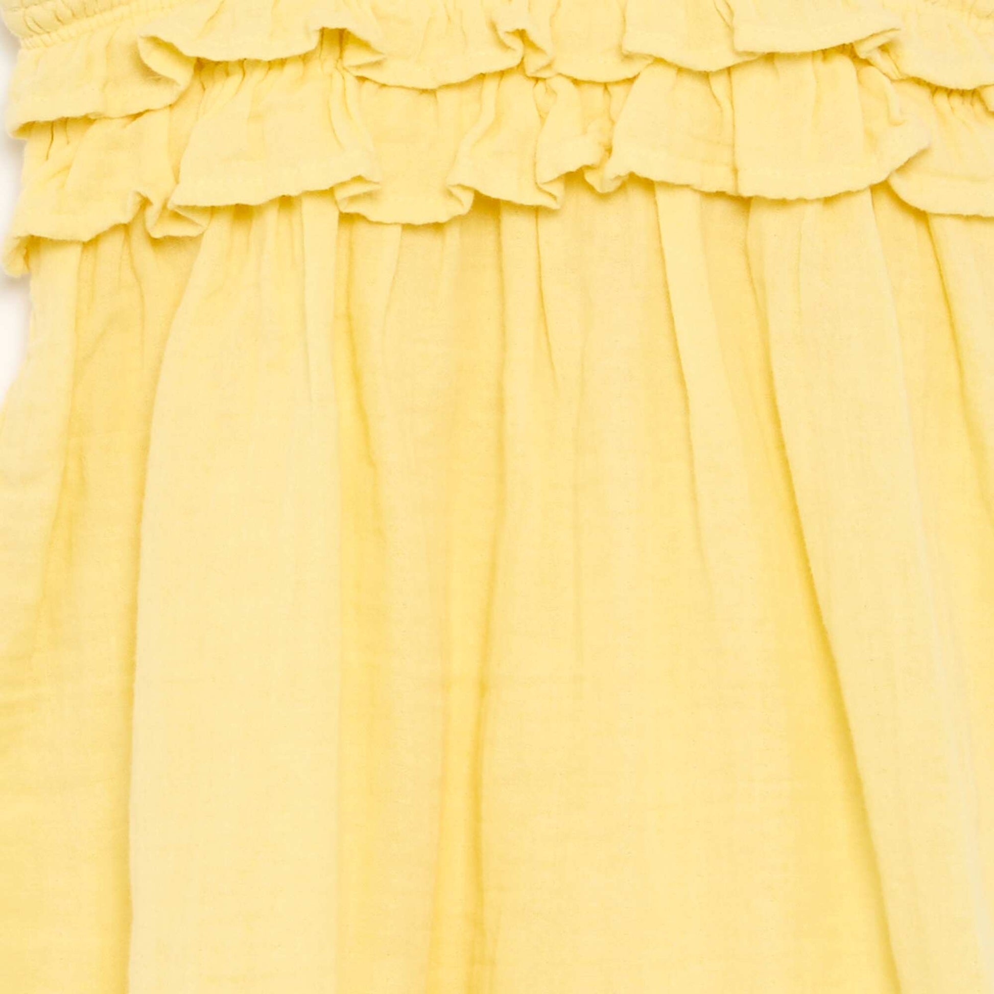 Ruffled Smocked Strappy Dress YELLOW