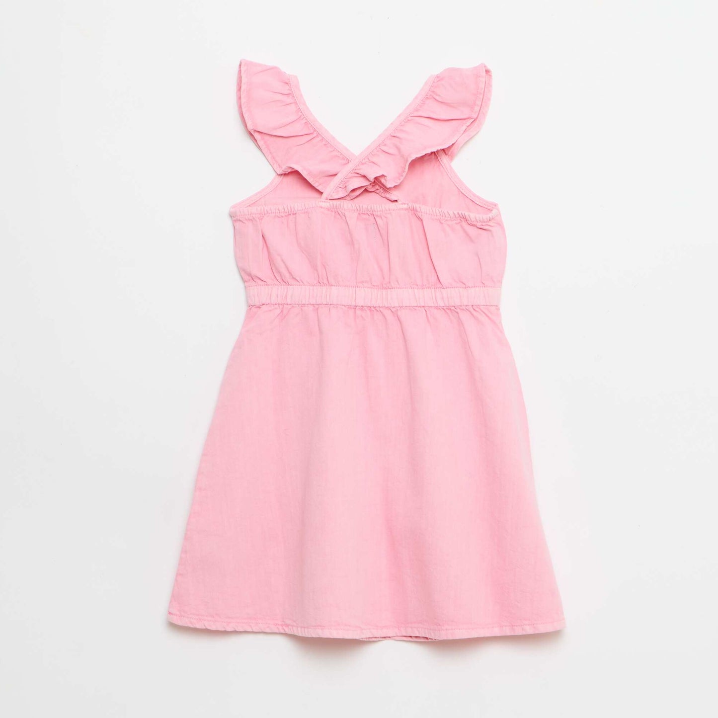 Solid Color Ruffled Strap Dress PINK