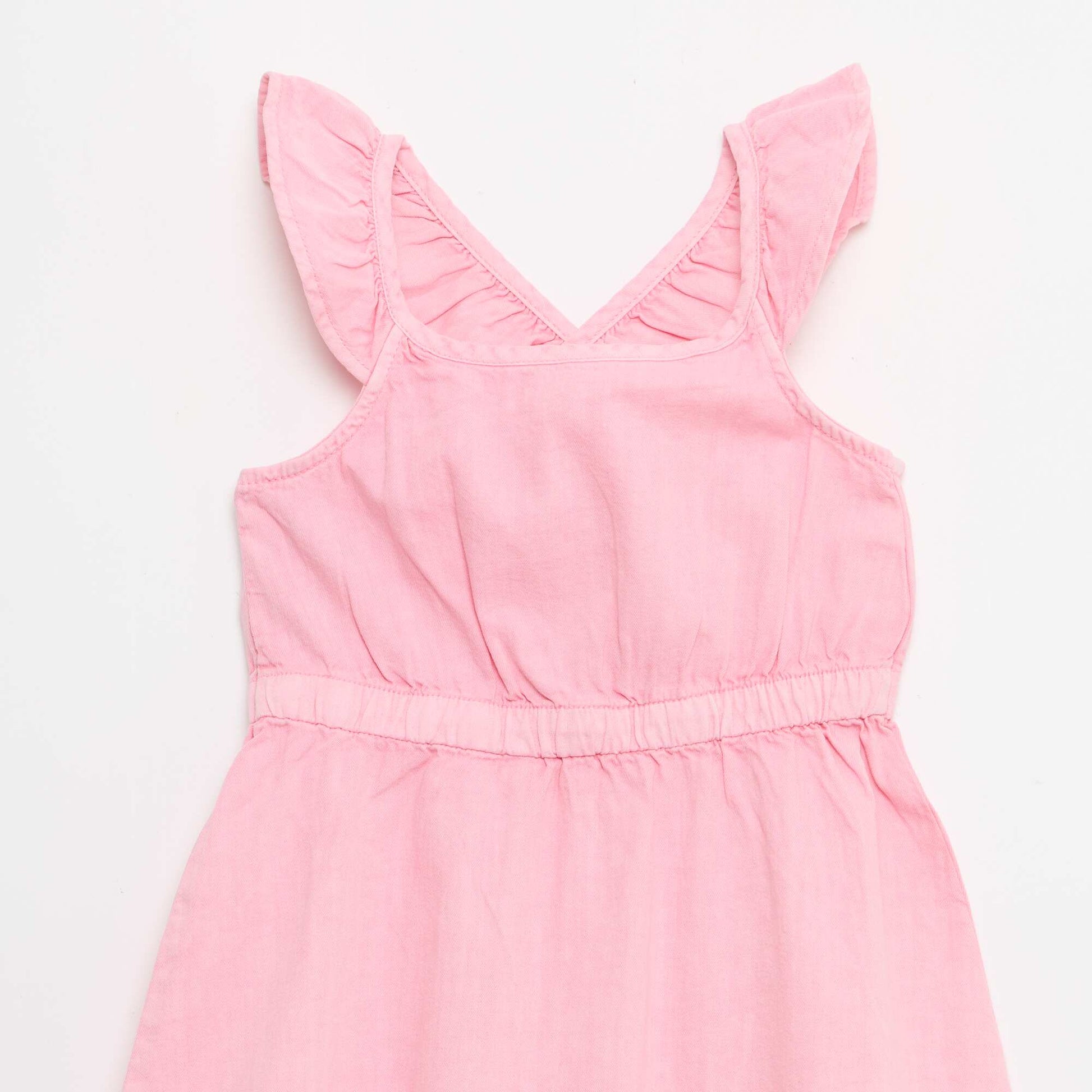 Solid Color Ruffled Strap Dress PINK