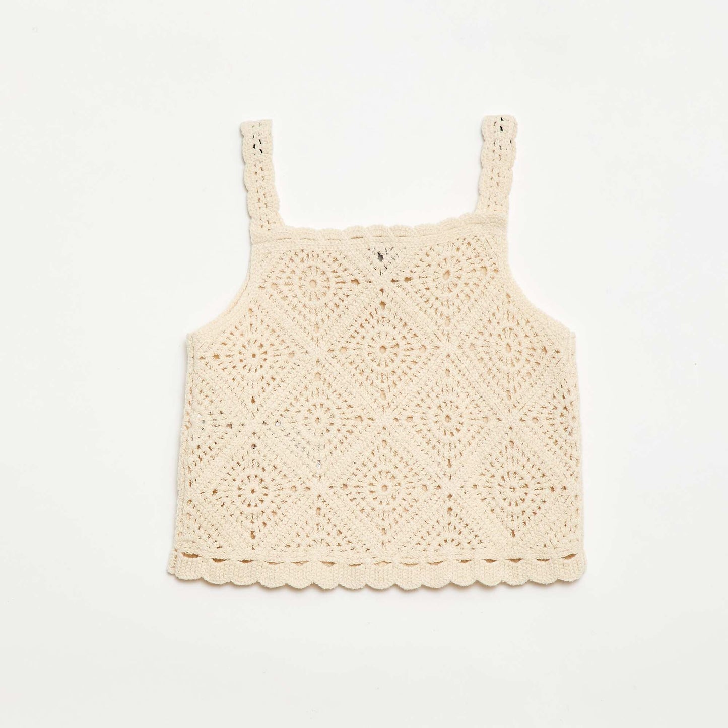 Solid crochet top WHITE
