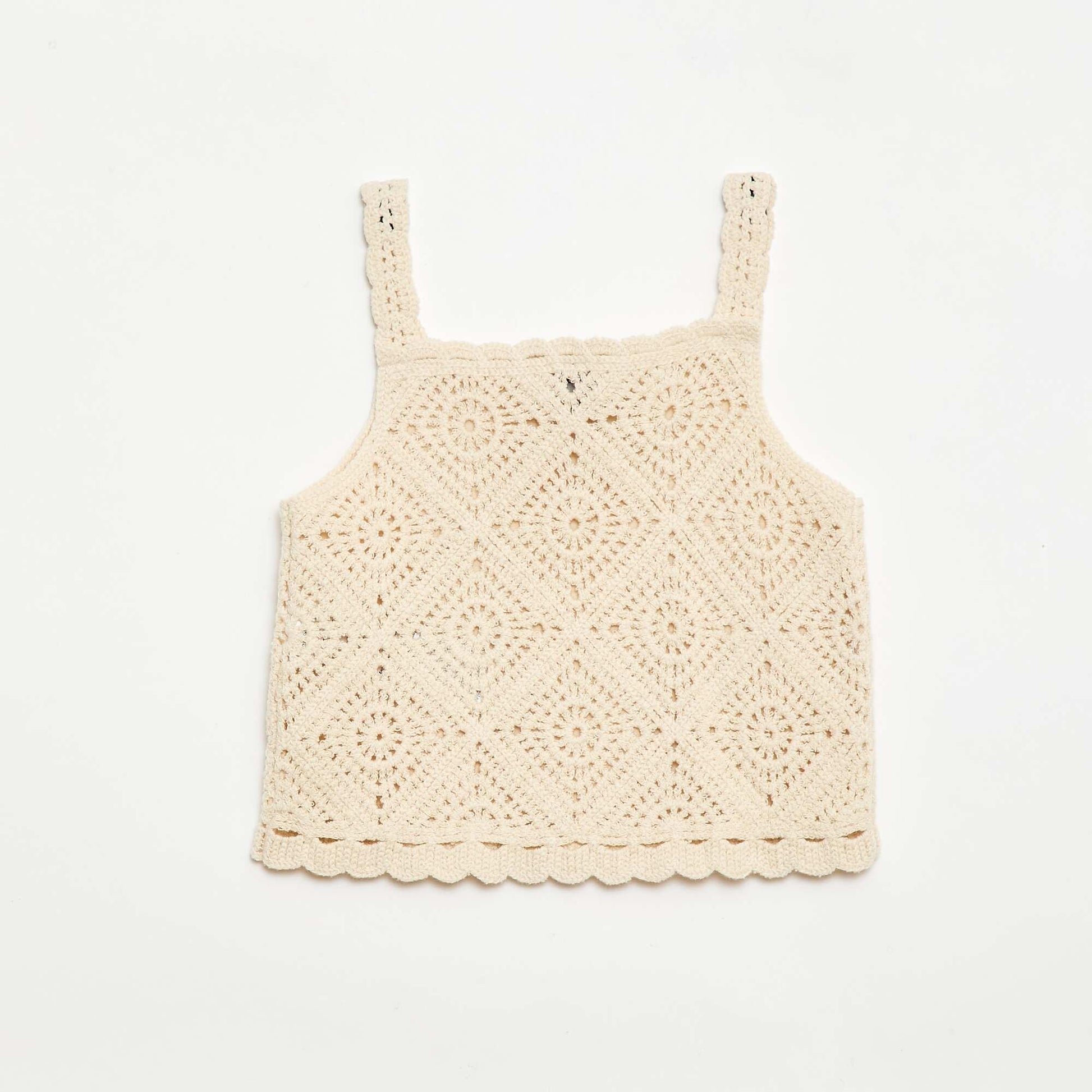 Solid crochet top WHITE