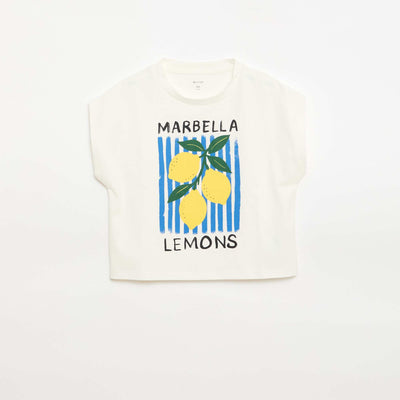 Novelty Print Short-Sleeved T-Shirt WHITE