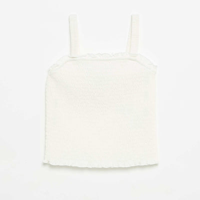 Smocked Strappy T-shirt WHITE