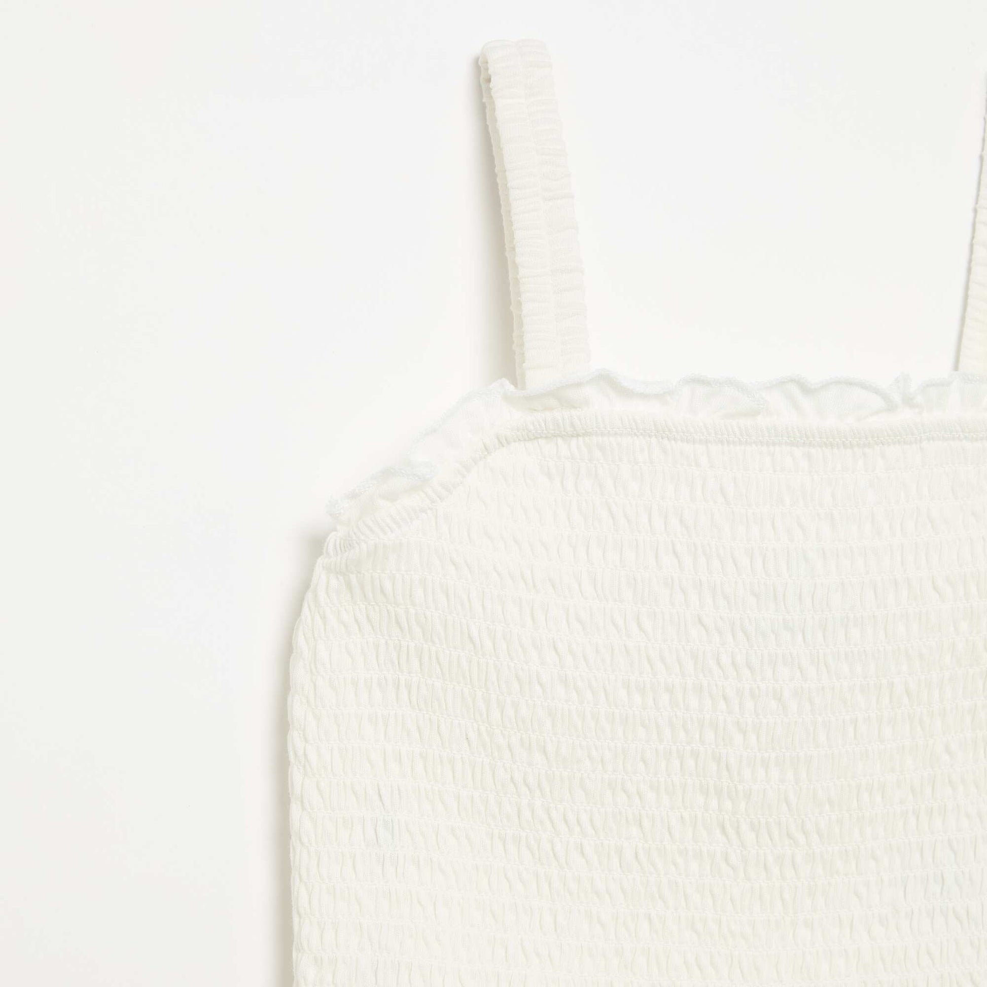 Smocked Strappy T-shirt WHITE