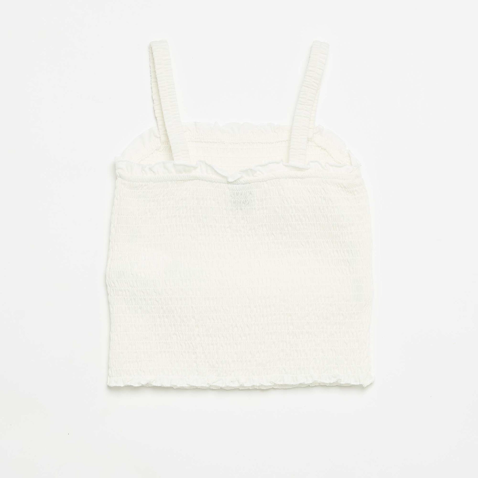 Smocked Strappy T-shirt WHITE