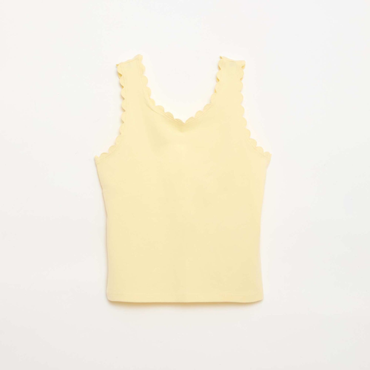 Solid tank top with wavy edges YELLOW