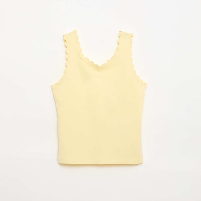 Solid tank top with wavy edges YELLOW
