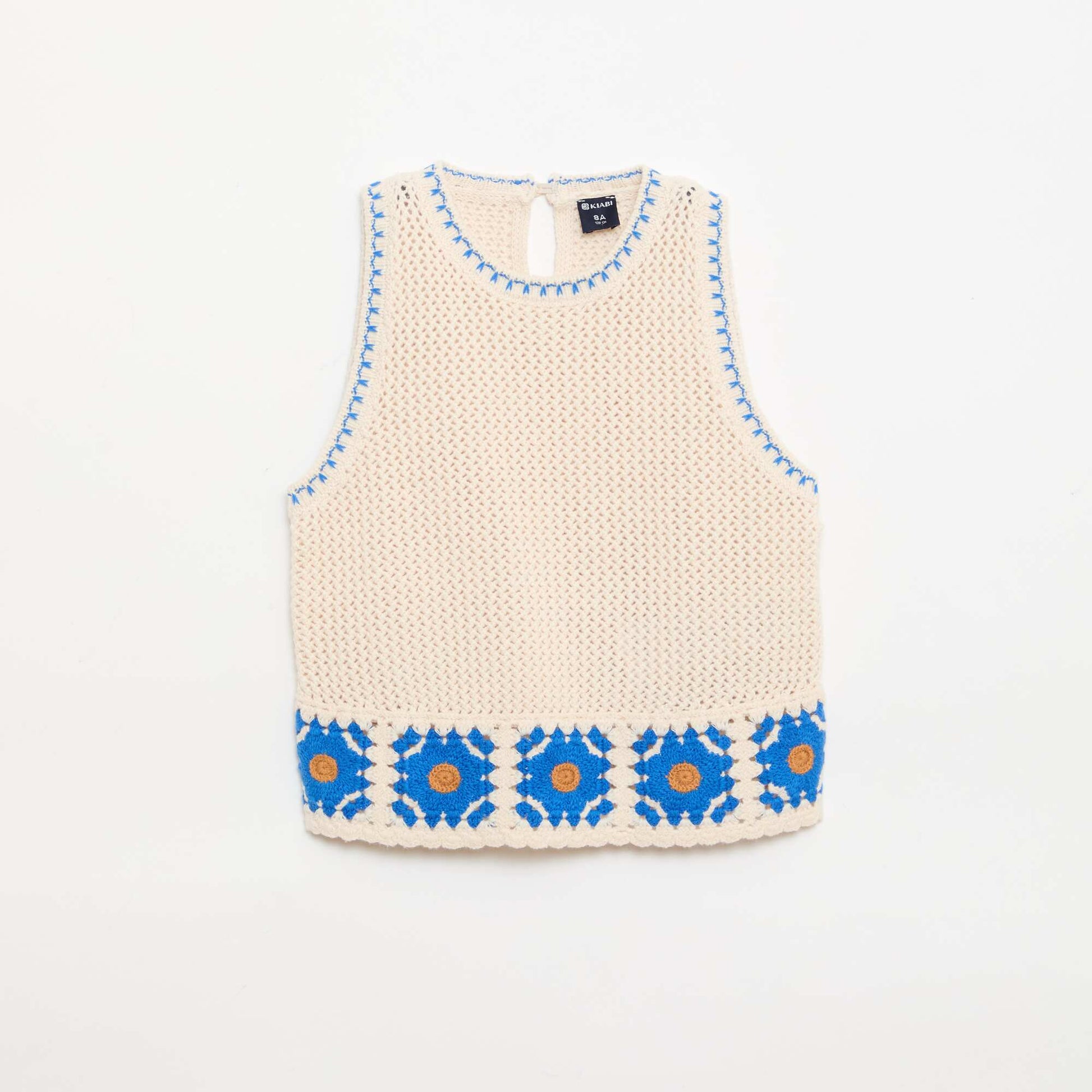 Sleeveless crochet top BEIGE