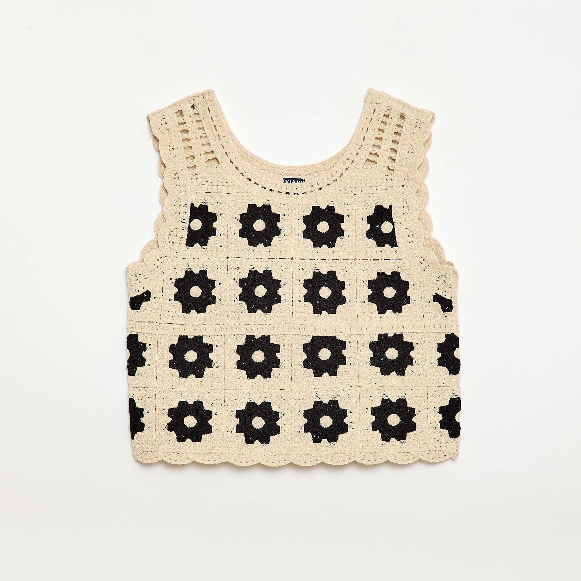 Patterned crochet top BEIGE