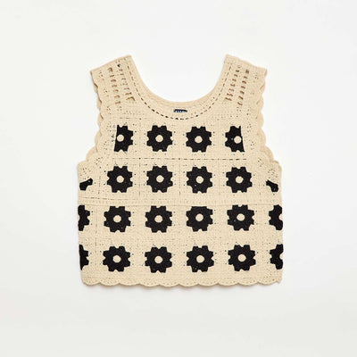 Patterned crochet top BEIGE