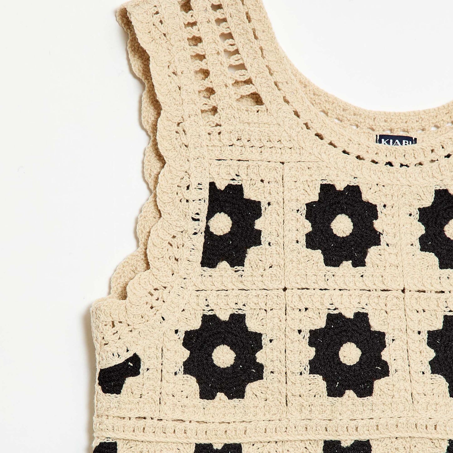 Patterned crochet top BEIGE