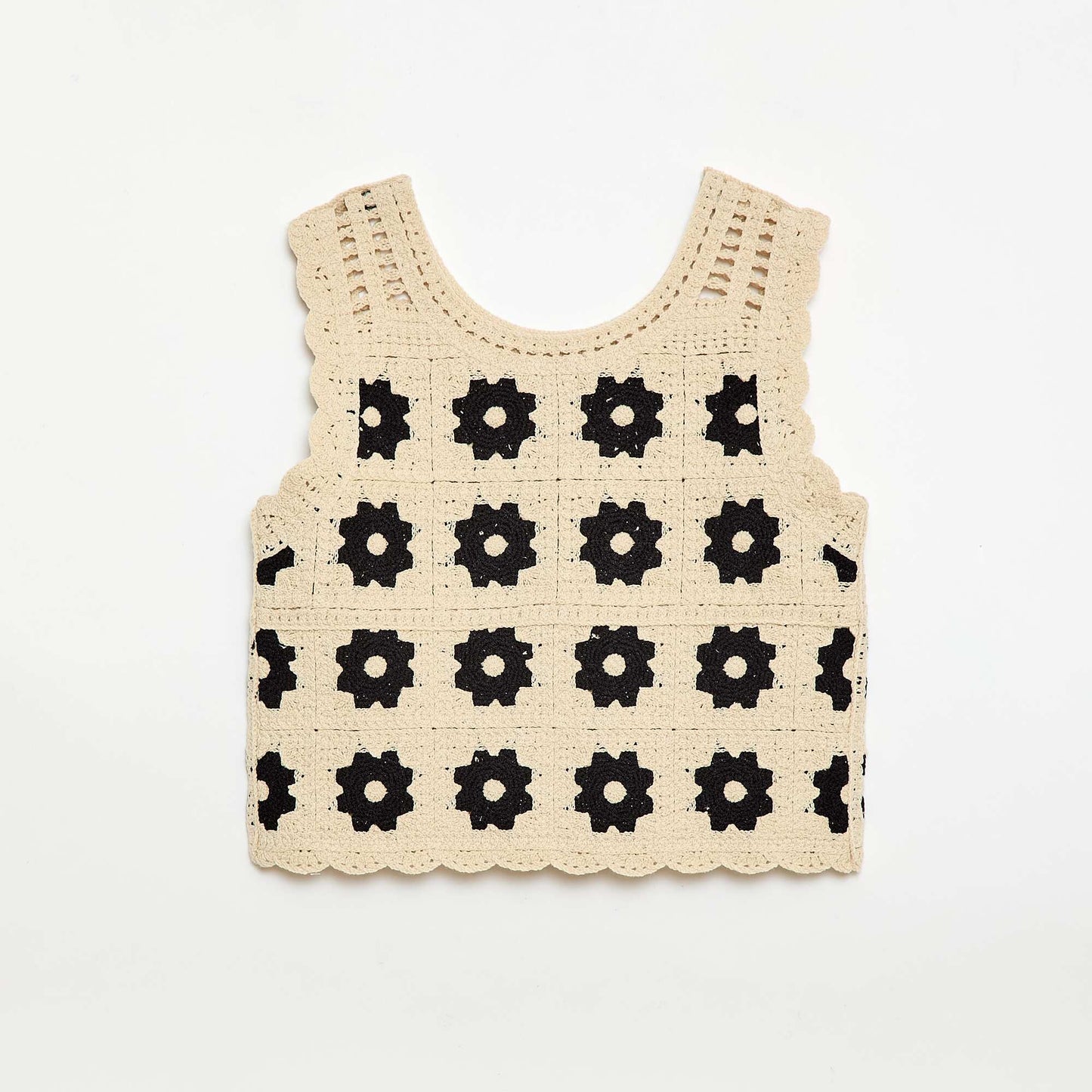 Patterned crochet top BEIGE